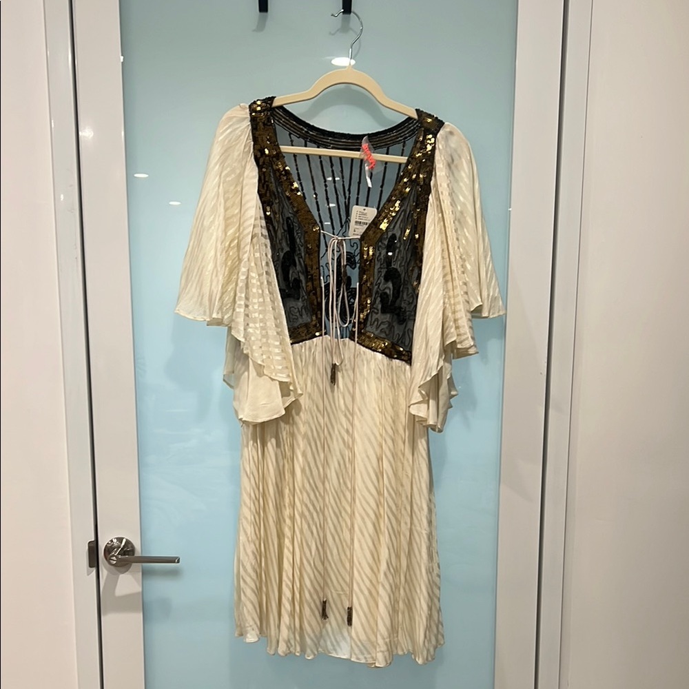Cream and Black Sequin Dress